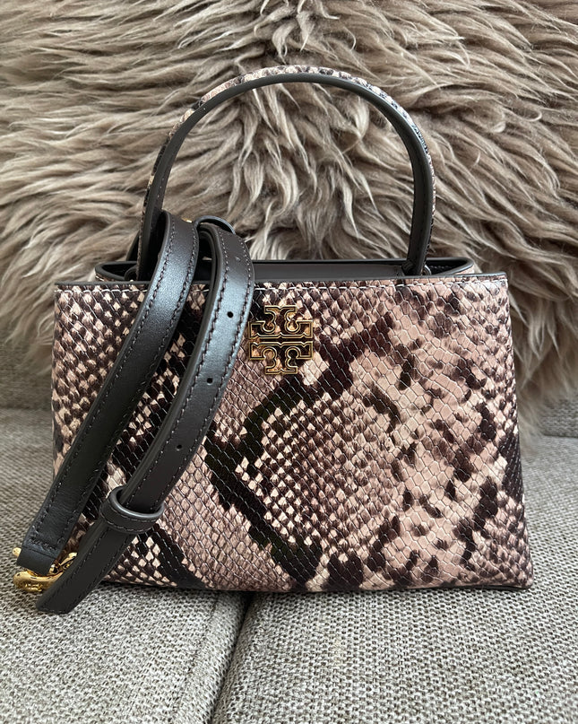 Preloved Authentic Tory Burch Mini Satchel Shell in Snake-Embossed Leather