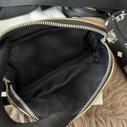 Preloved Authentic MCM Trey Mixed Media Triple-Pouch Convertible Sling