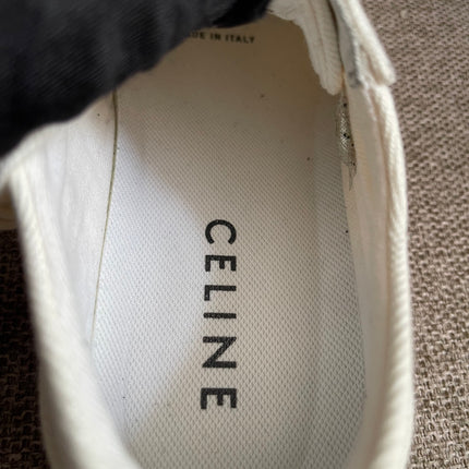 Preloved Authentic Celine Alan Sneaker with Triomphe in Canvas Off-White
