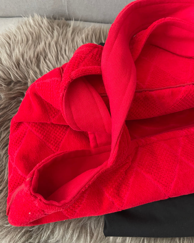 Preloved Authentic Chanel Red Terry Cloth Beach Bag and Towel Set