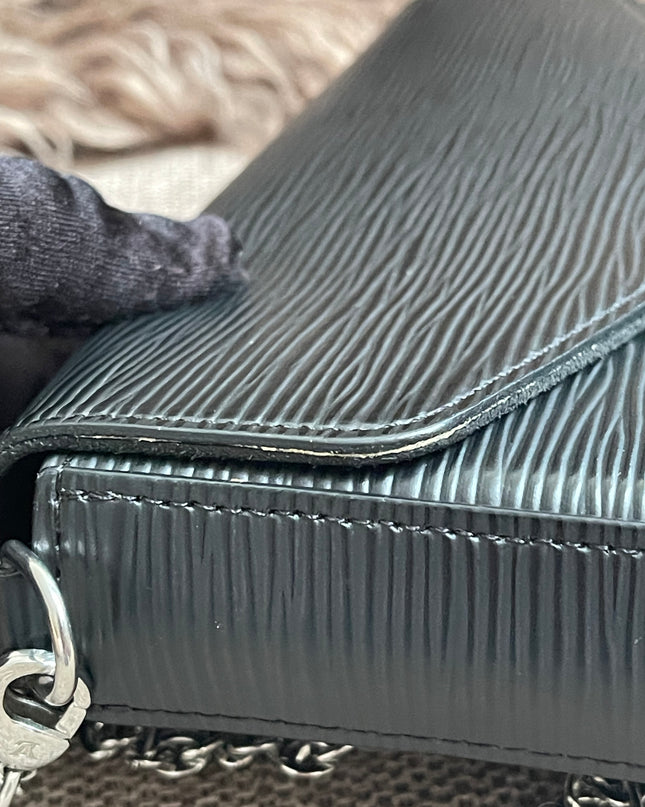 Preloved Authentic Louis Vuitton Félicie Pochette in Black Epi Leather