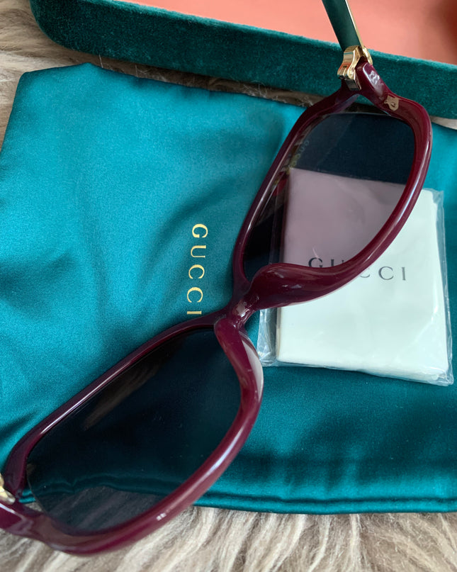 Gucci Burgundy/Black GG00765 Butterfly Sunglasses