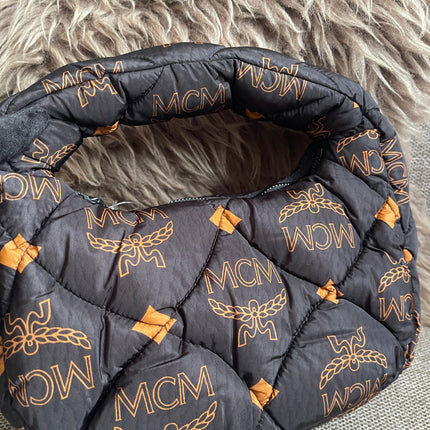 Preloved Authentic MCM Aren Hobo Bag Black Fabric