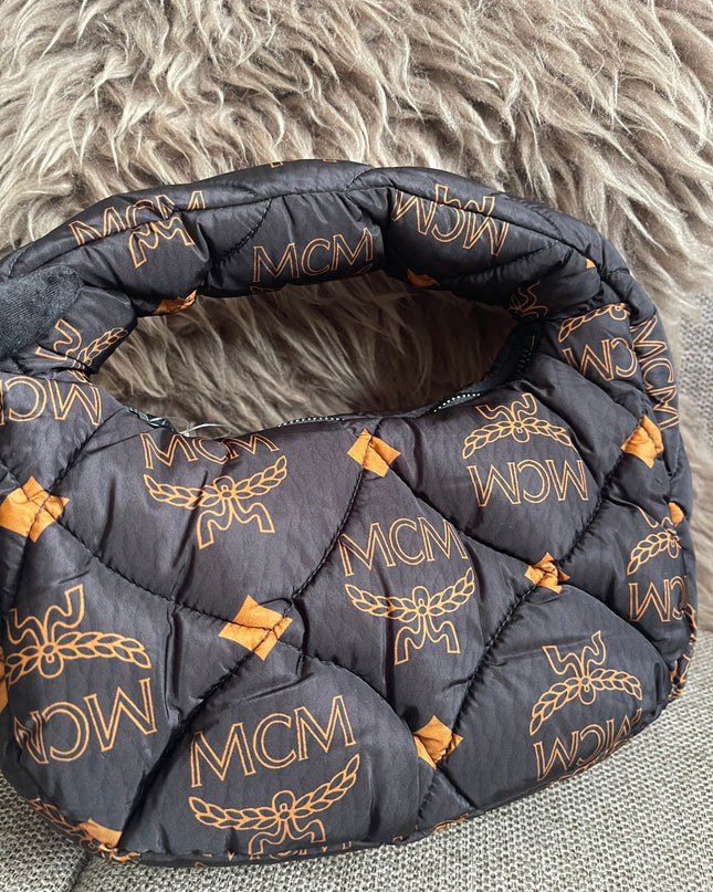 Preloved Authentic MCM Aren Hobo Bag Black Fabric