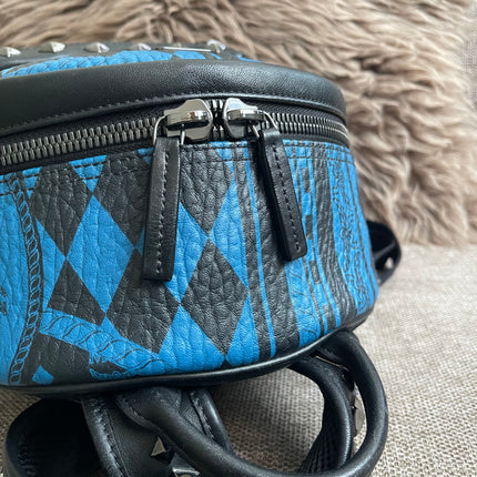 Preloved Authentic MCM Stark Backpack in Blue Black Visetos