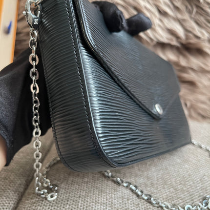 Preloved Authentic Louis Vuitton Félicie Pochette in Black Epi Leather