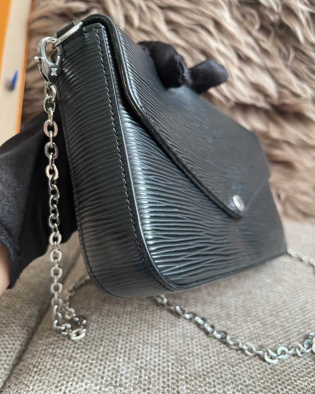 Preloved Authentic Louis Vuitton Félicie Pochette in Black Epi Leather