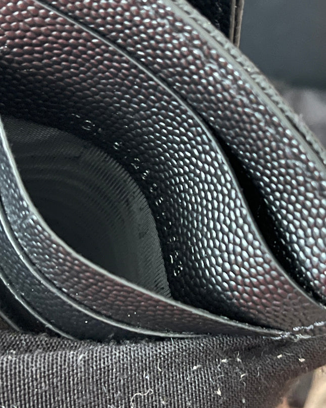 Preloved Authentic SAINT LAURENT Fragments zipped card case with flap