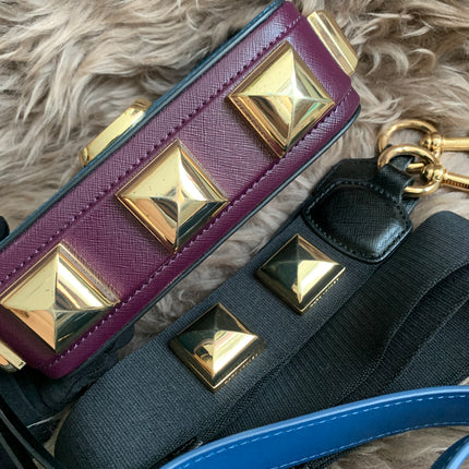 Marc Jacobs | Snapshot Studs Camera Bag In Multicolor Petrol Blue Polyurethane Coated Calfskin