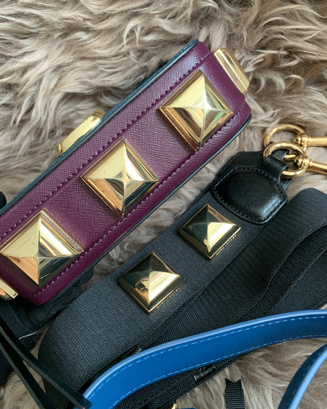 Marc Jacobs | Snapshot Studs Camera Bag In Multicolor Petrol Blue Polyurethane Coated Calfskin