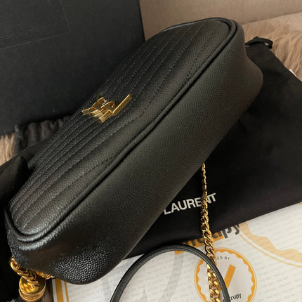 Preloved Authentic Saint Laurent Mini Lou Camera Bag in black quilted leather with gold-tone hardware