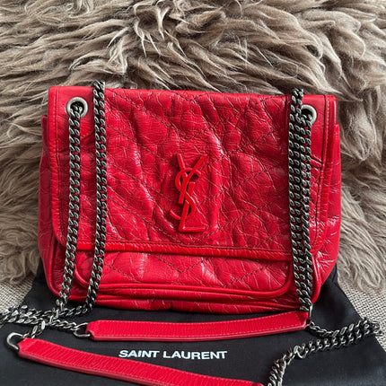 Preloved Authentic Saint Laurent Niki Baby Shoulder Bag — Red