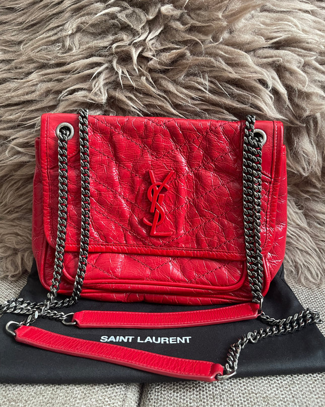 Preloved Authentic Saint Laurent Niki Baby Shoulder Bag — Red