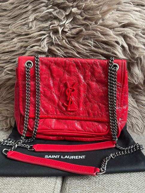 Preloved Authentic Saint Laurent Niki Baby Shoulder Bag — Red