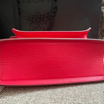 Preloved Authentic MCM Patricia Top Handle Bag – Fiesta Red with Cognac Visetos Panel