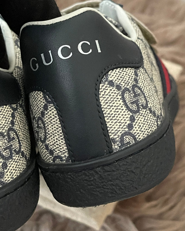 Preloved Authentic Gucci Kids Ace Sneakers (GG Supreme) sz 31
