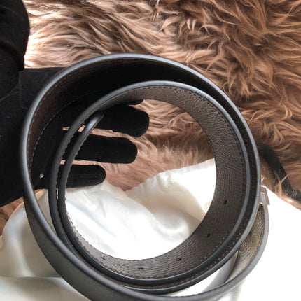 Preloved Gucci Black/Brown Leather Reversible GG Dollar Belt 90CM