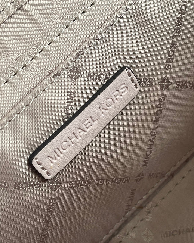 Preloved Authentic Michael Kors Jet Set MD Zip Tote Crossbody in Blush Pink MK Signature