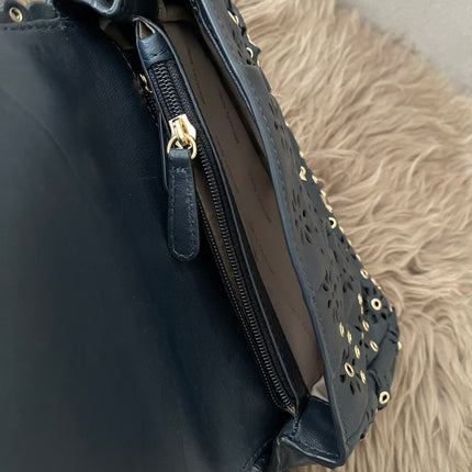 Preloved Authentic Michael Kors Black Leather Small Sloan Studded Chain Shoulder Bag