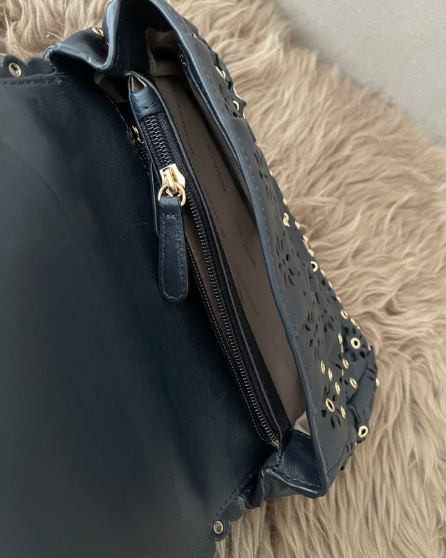 Preloved Authentic Michael Kors Black Leather Small Sloan Studded Chain Shoulder Bag