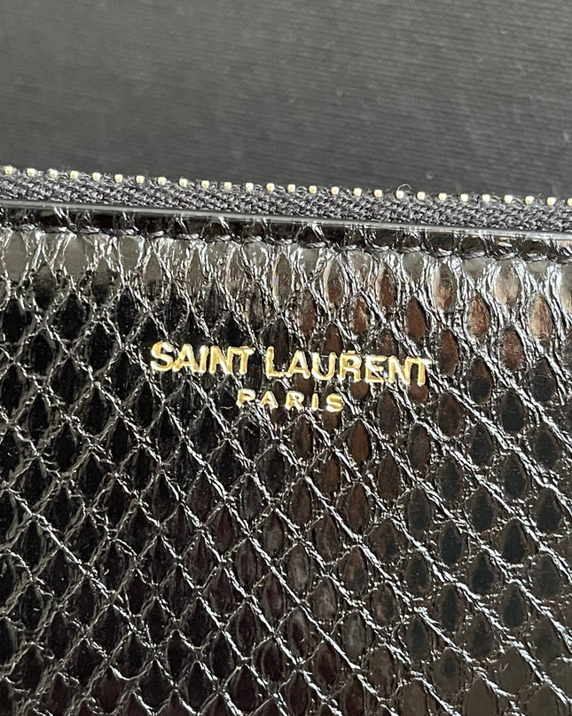 Preloved Authentic Saint Laurent Pouch Avenue Black Python Chain Bag