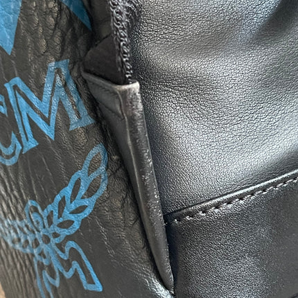 Preloved Authentic MCM Stark Backpack in Blue Black Visetos