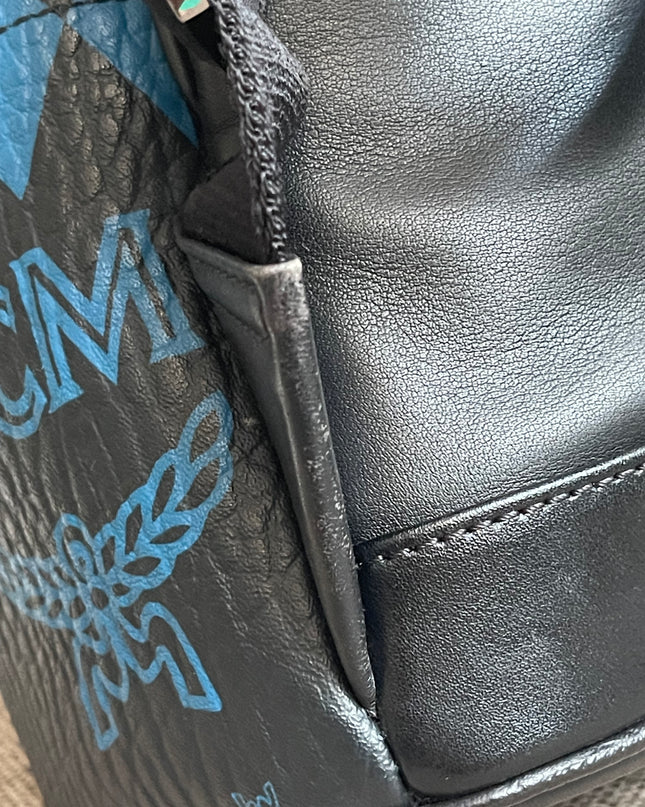 Preloved Authentic MCM Stark Backpack in Blue Black Visetos