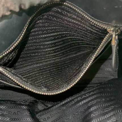 Preloved Authentic Prada Tessuto Nylon Tote Bag Black with Crossbody Strap