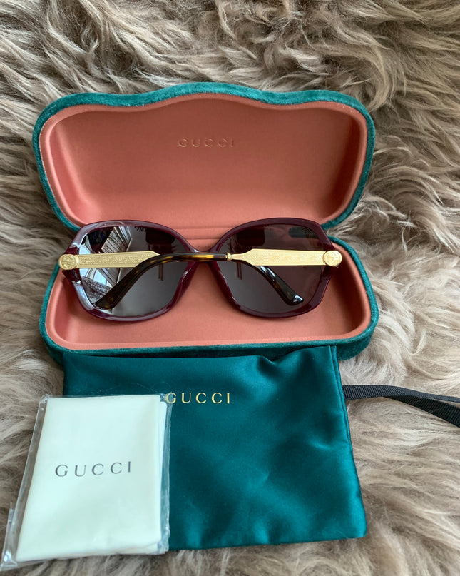 Gucci Burgundy/Black GG00765 Butterfly Sunglasses