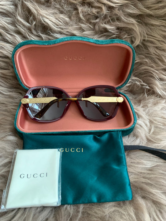 Gucci Burgundy/Black GG00765 Butterfly Sunglasses