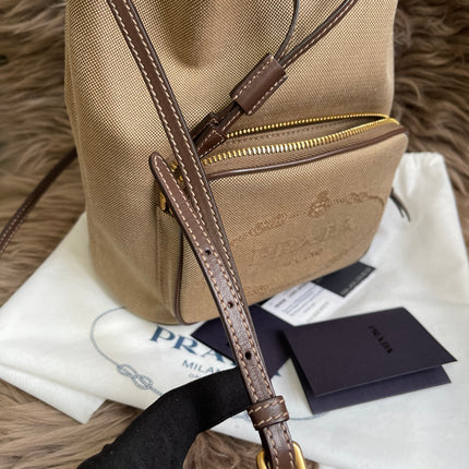 Preloved Prada  2021 Logo Jacquard Bucket Bag