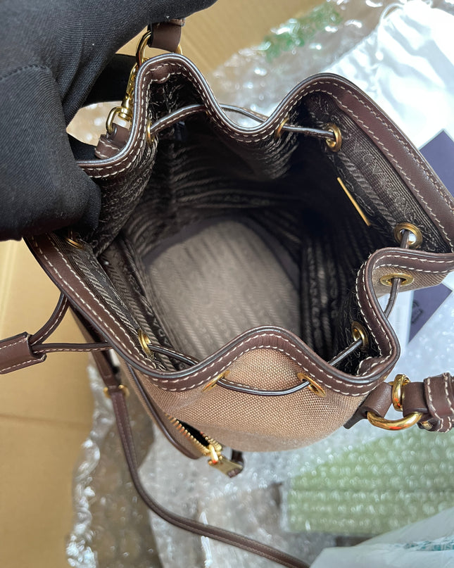 Preloved Prada  2021 Logo Jacquard Bucket Bag