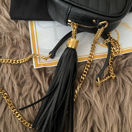 Preloved Authentic Saint Laurent Mini Lou Camera Bag in black quilted leather with gold-tone hardware