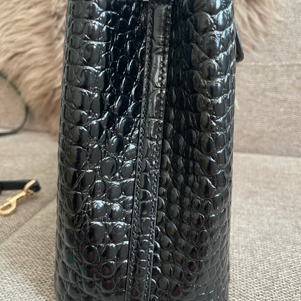 Preloved Authentic Tory Burch Britten Embossed Satchel in Black