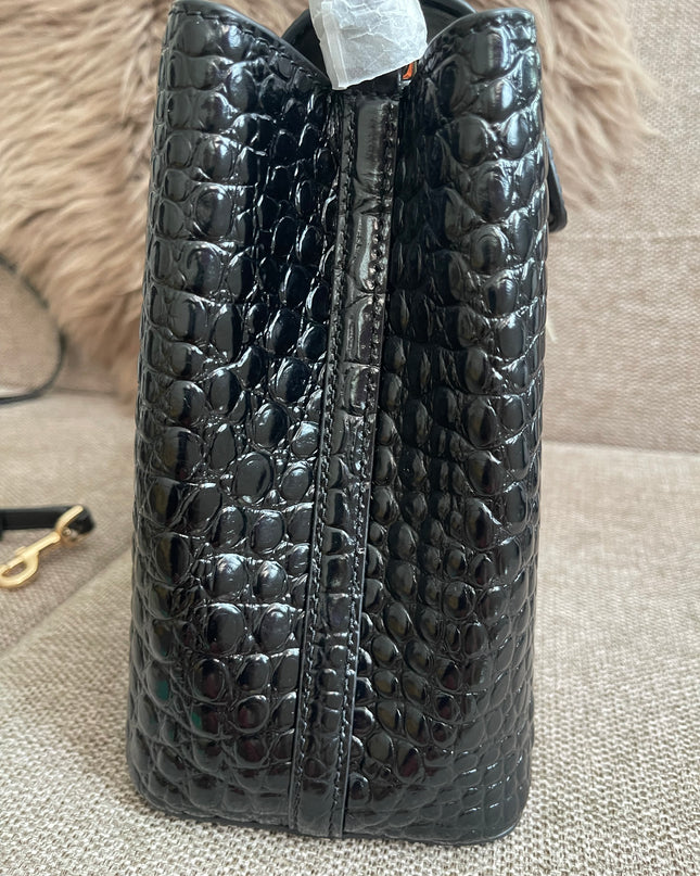 Preloved Authentic Tory Burch Britten Embossed Satchel in Black