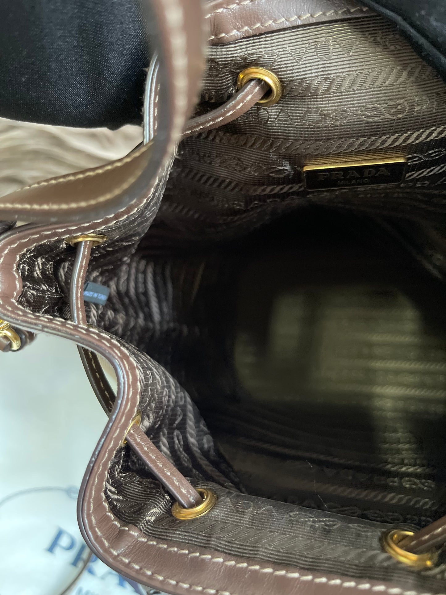Preloved Prada  2021 Logo Jacquard Bucket Bag