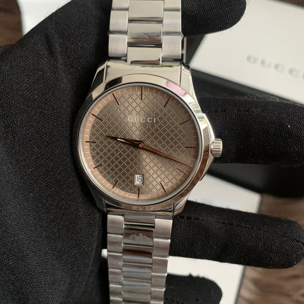 GUCCI Quartz watch/Analog/Stainless steel/BEG/SLV/SS/126.4