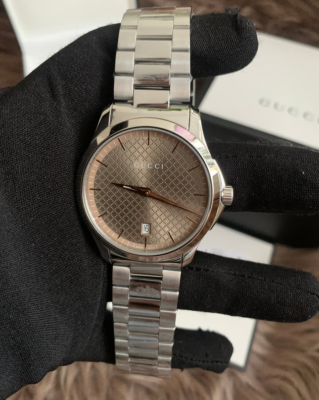 GUCCI Quartz watch/Analog/Stainless steel/BEG/SLV/SS/126.4