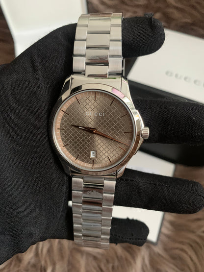 GUCCI Quartz watch/Analog/Stainless steel/BEG/SLV/SS/126.4
