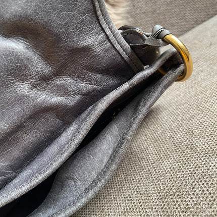 Preloved Authentic Miu Miu Coffer Bag – Slate Blue Distressed Leather