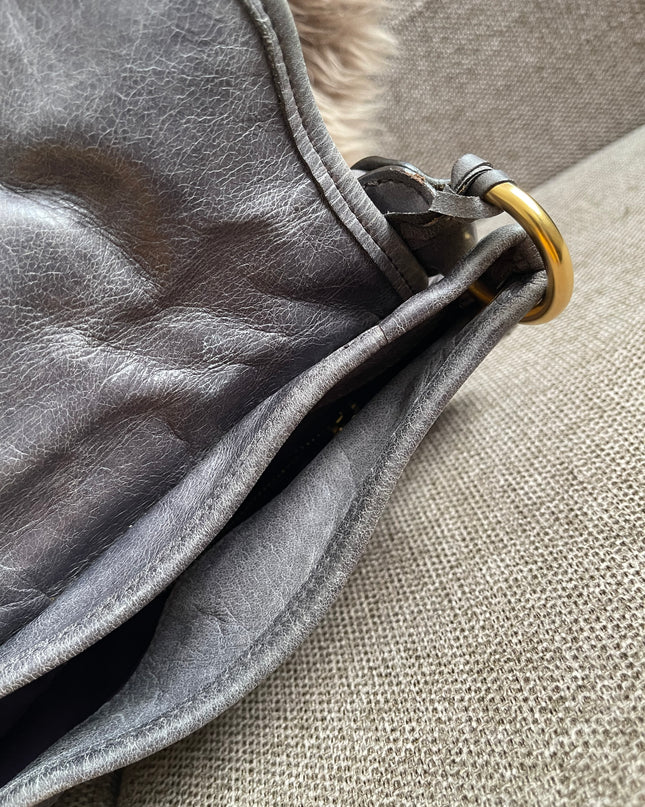 Preloved Authentic Miu Miu Coffer Bag – Slate Blue Distressed Leather