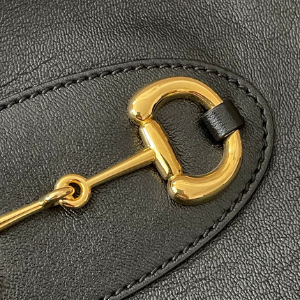Preloved Authentic Rank A Gucci Horsebit 1955 tote bag in black leather