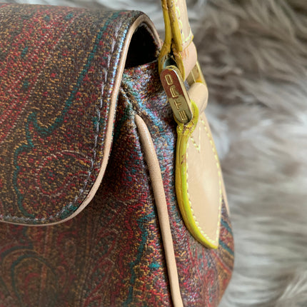 Etro Multicolor Paisley Coated Canvas and Leather Flap Crossbody Bag