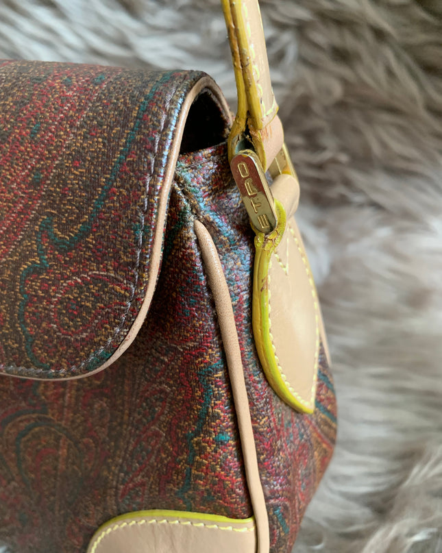 Etro Multicolor Paisley Coated Canvas and Leather Flap Crossbody Bag