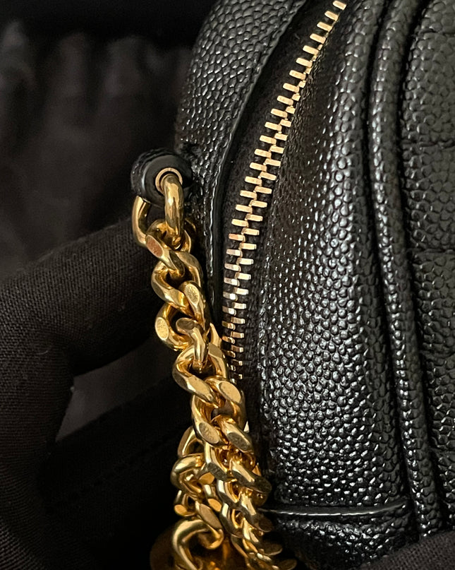 Preloved Authentic Saint Laurent Mini Lou Camera Bag in black quilted leather with gold-tone hardware
