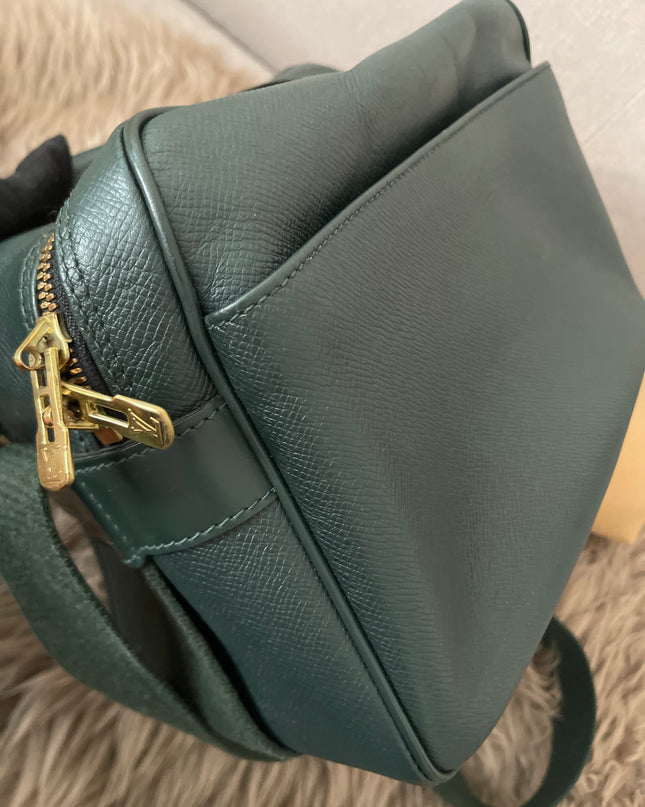 Preloved Authentic Louis Vuitton Green Taiga Leather Reporter PM Messenger Bag