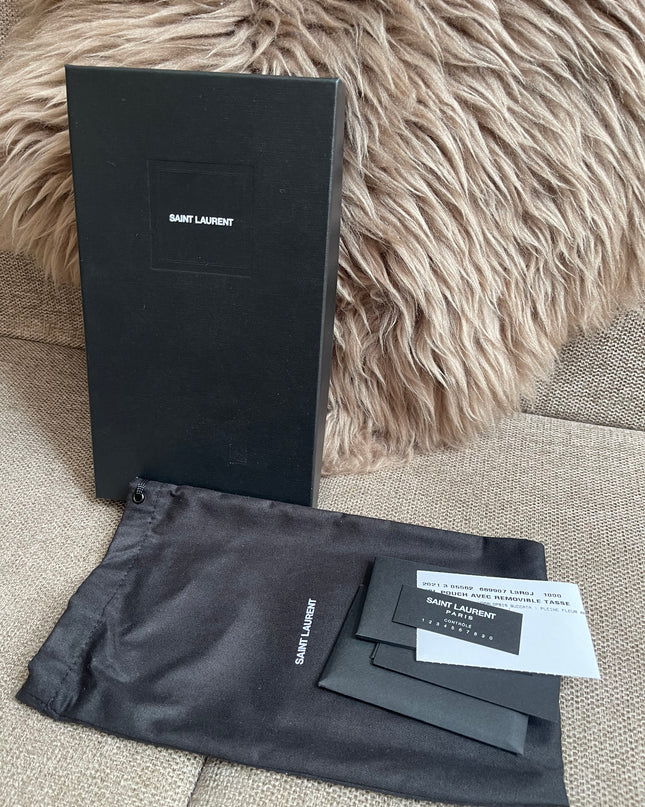 Preloved Authentic Saint Laurent Pouch Avenue Black Python Chain Bag