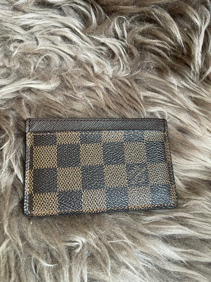 Pre-Owned Louis Vuitton Card Holder Damier Ebene Canvas