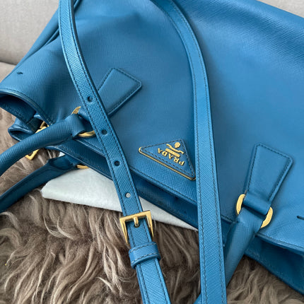 Preloved Authentic Prada Light Blue Galleria Tote Bag