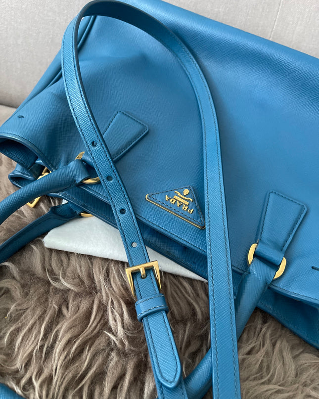 Preloved Authentic Prada Light Blue Galleria Tote Bag